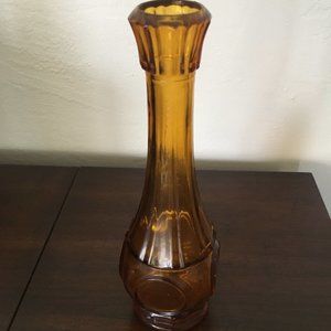 Vintage Wheaton Amber Glass Bud Vase 9"in Bullseye Amber MCM Mid Century Modern